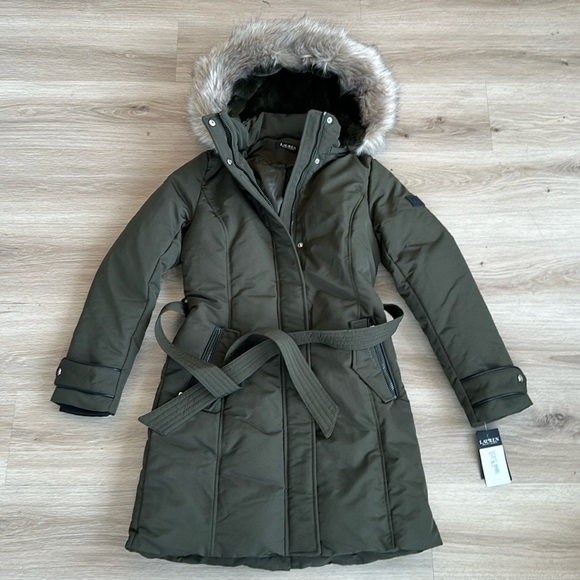 Ralph Lauren Women's Parka with Faux Fur Trim Loden size small - Picture 1 of 8